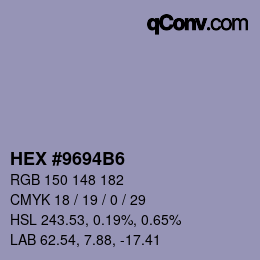 Código de color: HEX #9694B6 | qconv.com