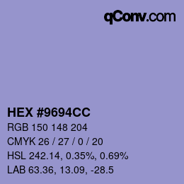 颜色代码: HEX #9694CC | qconv.com