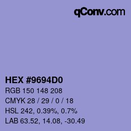 Color code: HEX #9694D0 | qconv.com