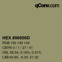 Color code: HEX #96956D | qconv.com