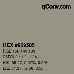 Farbcode: HEX #969585 | qconv.com