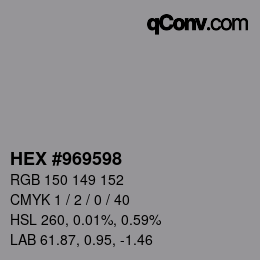 Color code: HEX #969598 | qconv.com