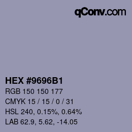 Color code: HEX #9696B1 | qconv.com
