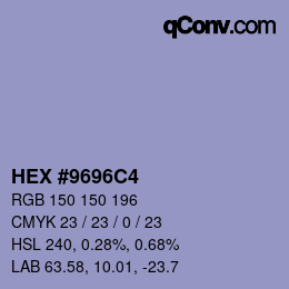 Color code: HEX #9696C4 | qconv.com