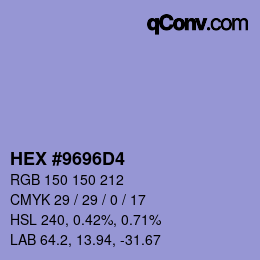 カラーコード: HEX #9696D4 | qconv.com