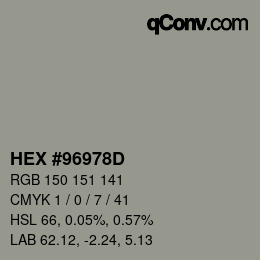 颜色代码: HEX #96978D | qconv.com