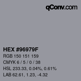 Farbcode: HEX #96979F | qconv.com