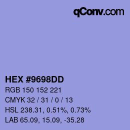 カラーコード: HEX #9698DD | qconv.com