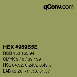 Color code: HEX #969B5E | qconv.com