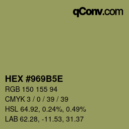 Code couleur: HEX #969B5E | qconv.com