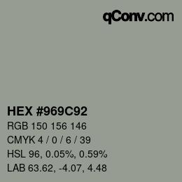 Color code: HEX #969C92 | qconv.com