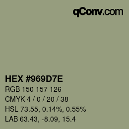 Color code: HEX #969D7E | qconv.com