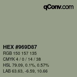 Color code: HEX #969D87 | qconv.com