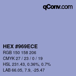 Color code: HEX #969ECE | qconv.com