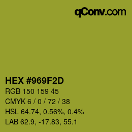 Color code: HEX #969F2D | qconv.com
