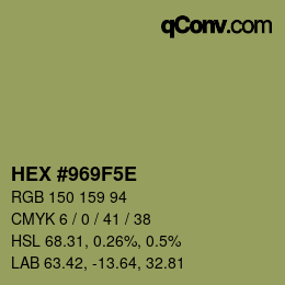 Color code: HEX #969F5E | qconv.com