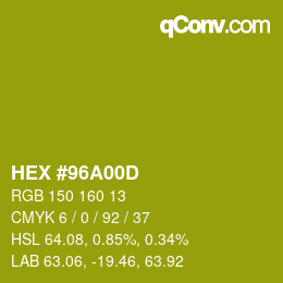 Color code: HEX #96A00D | qconv.com