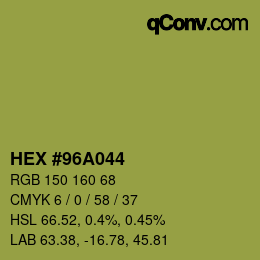 Farbcode: HEX #96A044 | qconv.com