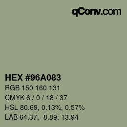 Farbcode: HEX #96A083 | qconv.com