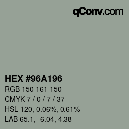 Farbcode: HEX #96A196 | qconv.com