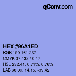 カラーコード: HEX #96A1ED | qconv.com