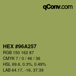 颜色代码: HEX #96A257 | qconv.com