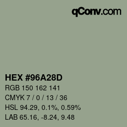 カラーコード: HEX #96A28D | qconv.com