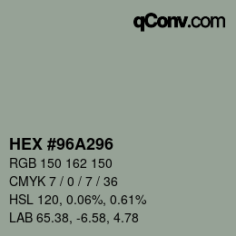Farbcode: HEX #96A296 | qconv.com