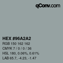 颜色代码: HEX #96A2A2 | qconv.com