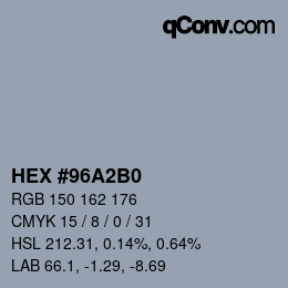 Color code: HEX #96A2B0 | qconv.com