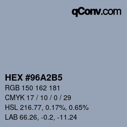 Color code: HEX #96A2B5 | qconv.com
