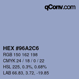 Código de color: HEX #96A2C6 | qconv.com