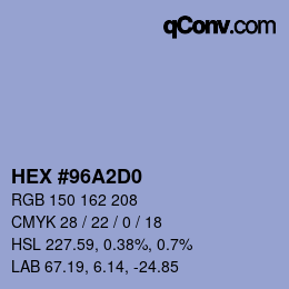 カラーコード: HEX #96A2D0 | qconv.com