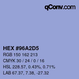 カラーコード: HEX #96A2D5 | qconv.com