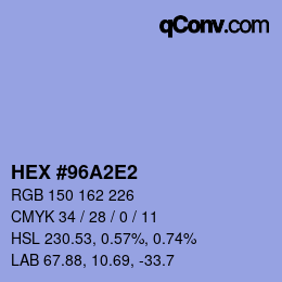 カラーコード: HEX #96A2E2 | qconv.com