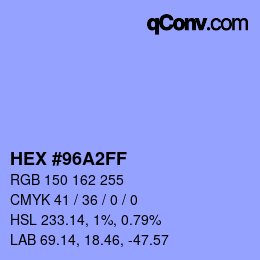 Color code: HEX #96A2FF | qconv.com