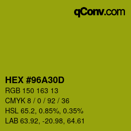カラーコード: HEX #96A30D | qconv.com
