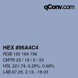 カラーコード: HEX #96A4C4 | qconv.com