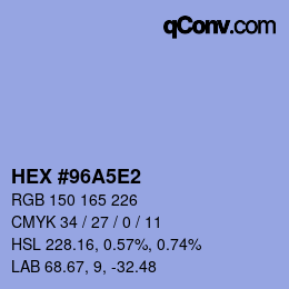 Color code: HEX #96A5E2 | qconv.com