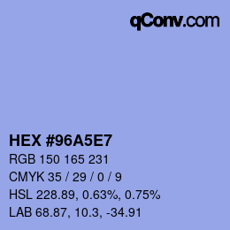 Color code: HEX #96A5E7 | qconv.com