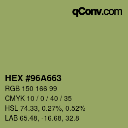 カラーコード: HEX #96A663 | qconv.com
