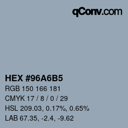 Color code: HEX #96A6B5 | qconv.com