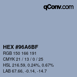 Color code: HEX #96A6BF | qconv.com