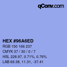 カラーコード: HEX #96A6ED | qconv.com