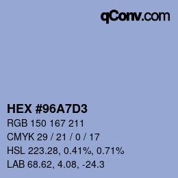Color code: HEX #96A7D3 | qconv.com