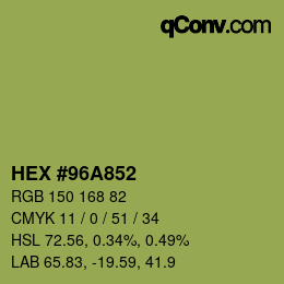 颜色代码: HEX #96A852 | qconv.com