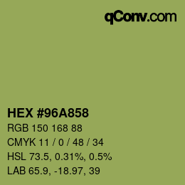 Color code: HEX #96A858 | qconv.com