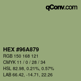 カラーコード: HEX #96A879 | qconv.com