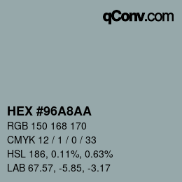 Color code: HEX #96A8AA | qconv.com