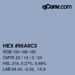 Color code: HEX #96A8C3 | qconv.com